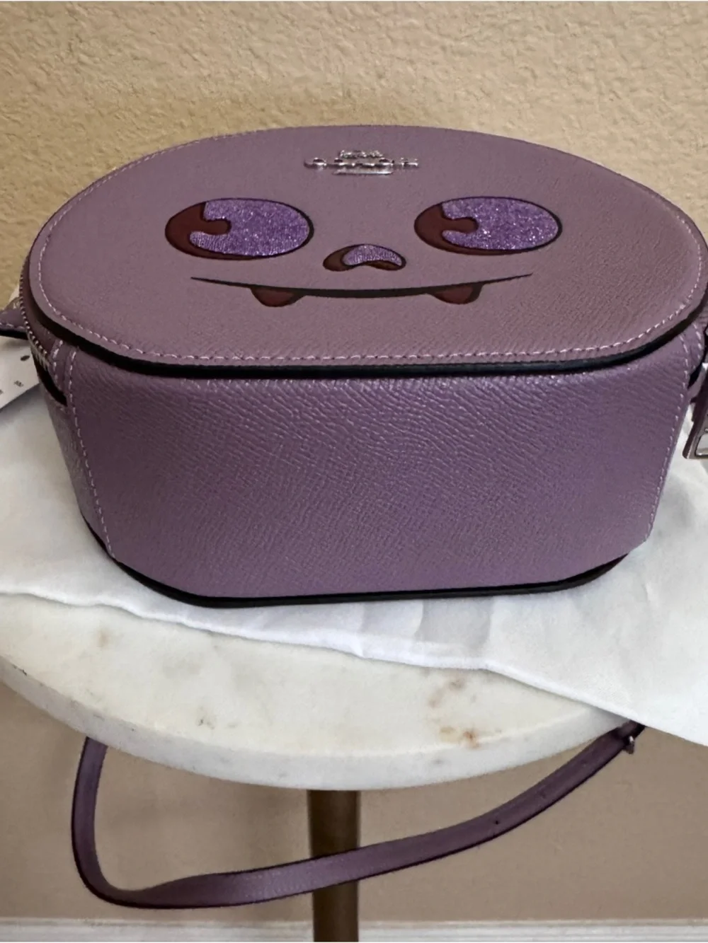 NWT Women COACH Canteen Cute Purple Halloween Bat Crossbody Bag Boo-tiful Cw469 - Picture 6 of 8